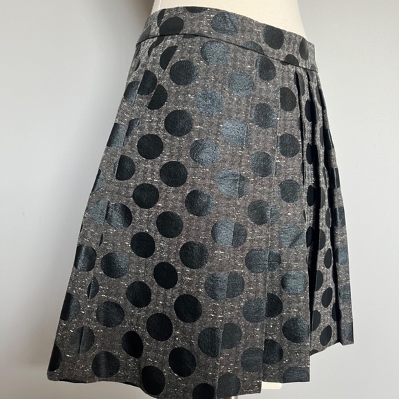 Armani Exchange Tweed A-line Coated Wool Blend Polka dot Pleated Gray Skirt - Picture 4 of 13